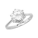 Silver C Z solitaire ring