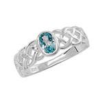 Silver Ring in celtic design with blue stone