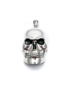 Silver Flat Polished Skull Pendant