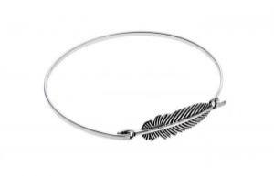 Silver Feather Clasp Bangle