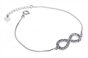 Silver CZ Set Infinity Bracelet 7 inch