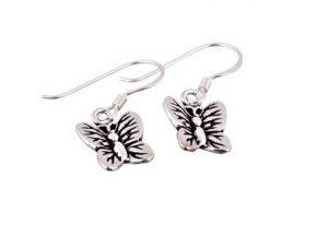 Silver Butterfly Drop Earrings