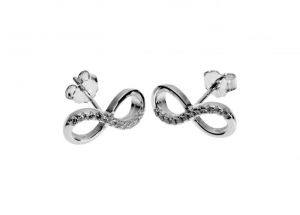 Silver CZ Set Infinity Stud Earrings