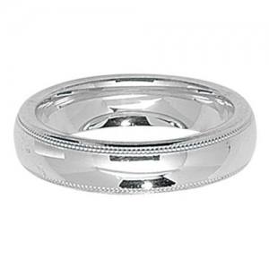 Silver Traditional Court Milgrain Wedding Ring 5mm