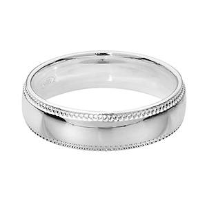 Silver Millgrain Edge Court Ring 5mm V