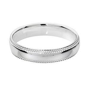 Silver Millgrain Edge Court Ring 4mm P