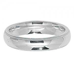 Silver Court Millgrain Edge Wedding Ring 4mm