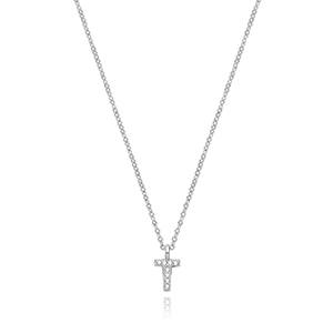 Silver Rhodium Plated CZ Initial Necklace T