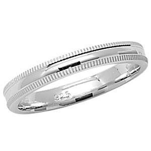 Silver Wedding Ring With Milligrain Edge 3mm P