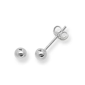 Silver Ball Stud Earrings 4mm