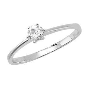 Silver CZ Solitaire Ring Size L