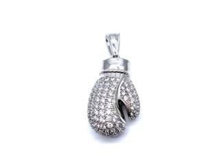 Silver CZ Boxing Glove Pendant