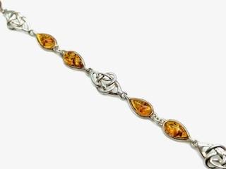 Silver Amber Celtic Bracelet