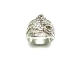 Silver CZ Saddle Ring