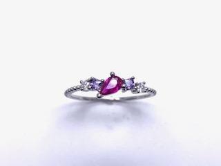 Silver Red,Pink & White CZ Fancy Ring I