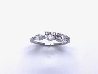 Silver Clear 3 Stone Crossover CZ Ring