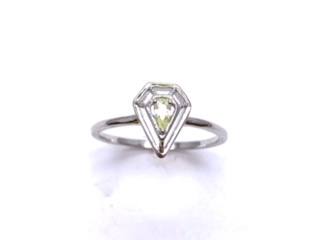 Silver Light Green CZ Kite Design Ring J