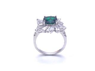 Silver Green CZ Cluster Ring M