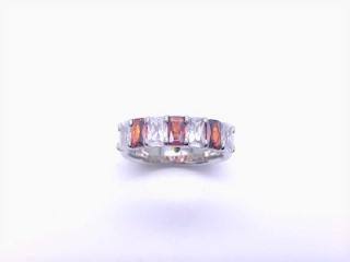 Silver Red & White CZ Eternity Ring J