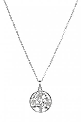 Silver CZ Tree Of Life Pendant & Chain 16-18 Inch