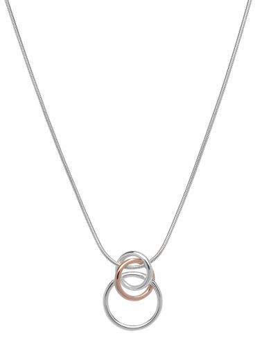 Silver and Rose Gold Plated Circle Pendant & Chain