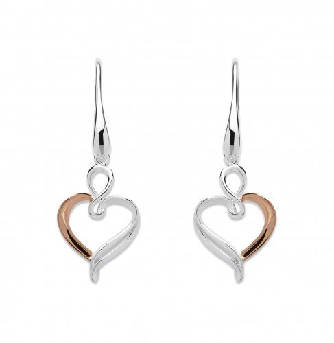 Silver and Rose Gold Plated Heart Earrings