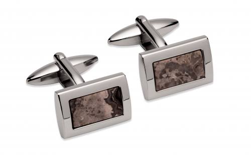 Stainless Steel Cufflinks With Grey Stone