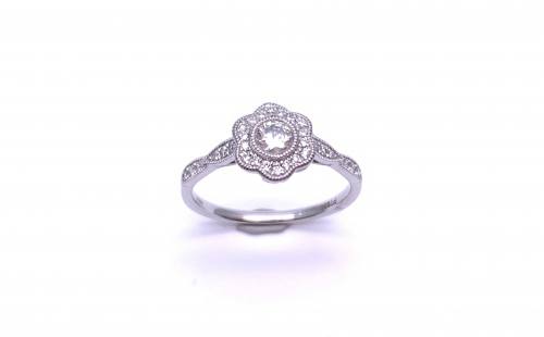 Platinum Diamond Halo Solitaire Ring 0.38ct