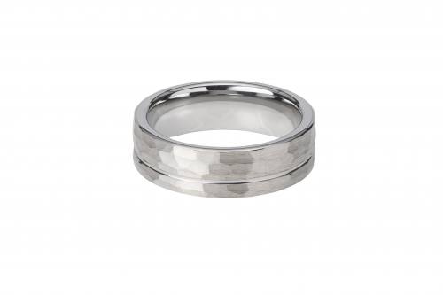 Tungsten Carbide Hammered Finish Band Ring