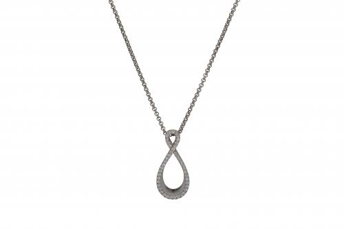 Silver CZ Infinity Pendant & Chain 18 Inch