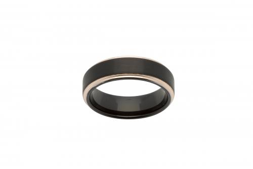 Tungsten Carbind Ring With Rose & Balck IP Plating