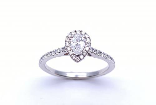 Platinum Pear Cut Halo Diamond Ring 0.54ct