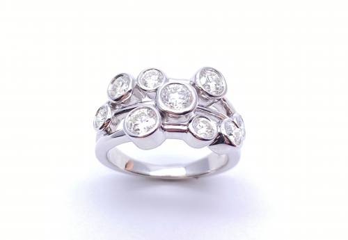18ct White Gold Diamond Bubble Ring 1.50ct