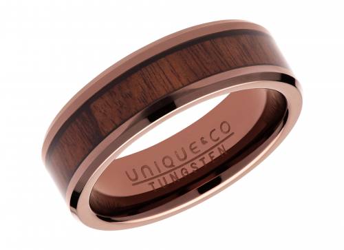 Tungsten Carbide Wood Inlay Band Ring