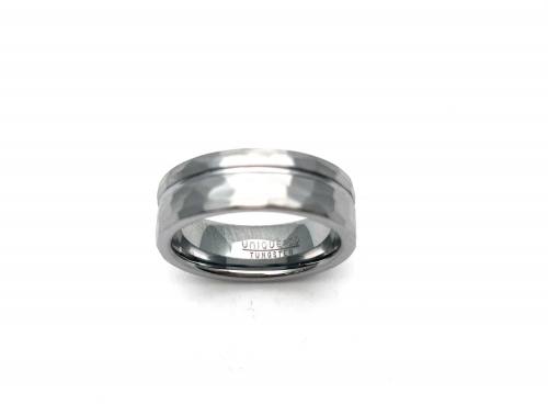 Tungsten Carbide Hammered Finish Ring 7mm