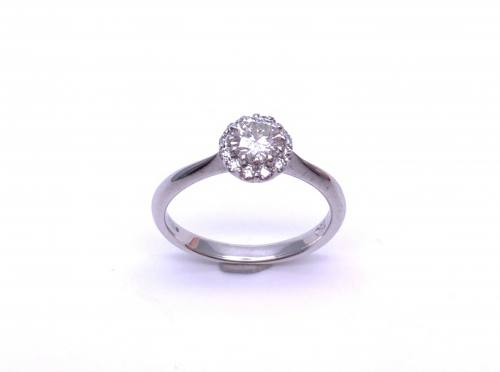 18ct White Gold Diamond Halo Solitaire Ring 0.57ct