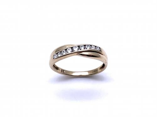 9ct Yellow Gold CZ Crossover Ring