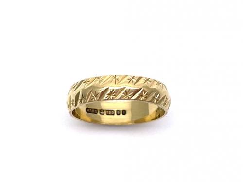 18ct Yellow Gold Patterned Wedding Ring