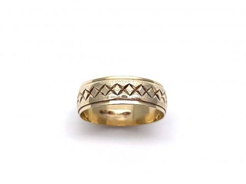 9ct Yellow Gold Patterned Wedding Ring
