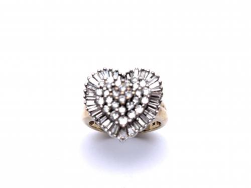 9ct Heart Shaped Diamond Cluster Ring