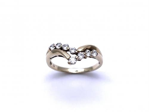 9ct Yellow Gold CZ Wishbone Ring
