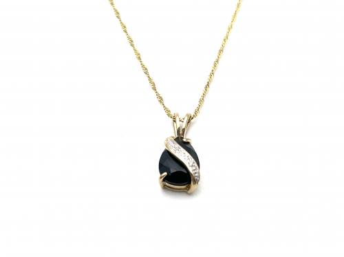 9ct Sapphire & Diamond Pendant & Chain