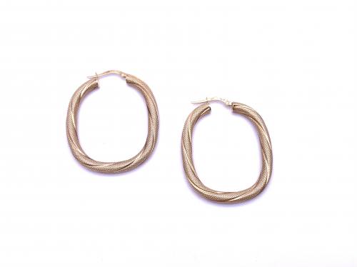 9ct Tellow Gold Textured Hoop Earrings