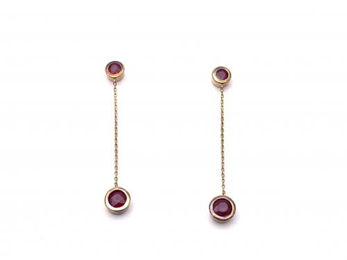 9ct Yellow Gold Ruby Chain Earrings