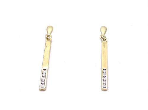 9ct Yellow Gold CZ Drop Earrings