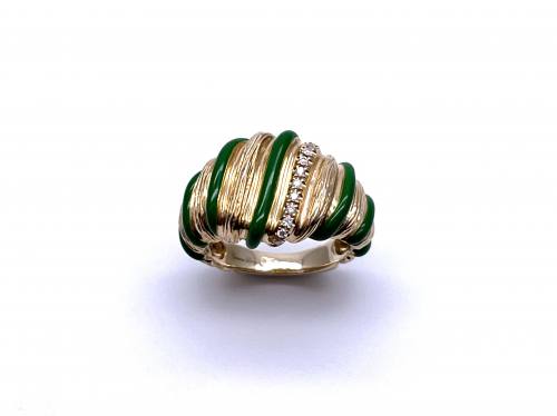 Yvonne Leon Green Enamel & Diamond Ring