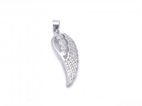 Silver CZ Cut Out Wing Pendant