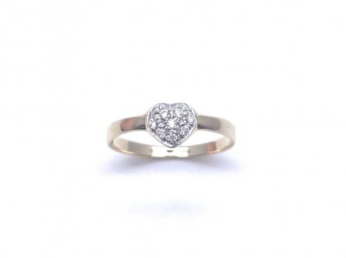 9ct Yellow Gold CZ Love Heart Cluster Ring