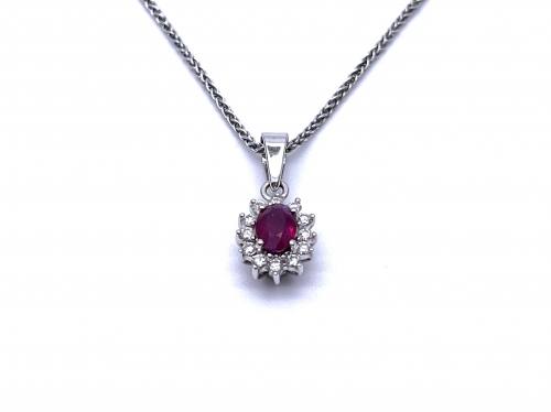 18ct Ruby & Diamond Pendant & Chain