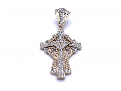 9ct Yellow Gold CZ Cross Pendant